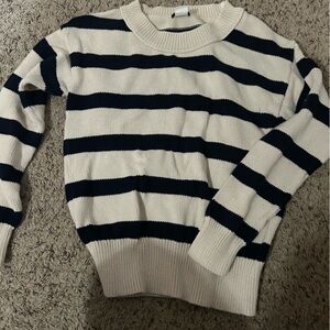 J. Crew Navy and Cream Striped Sweater